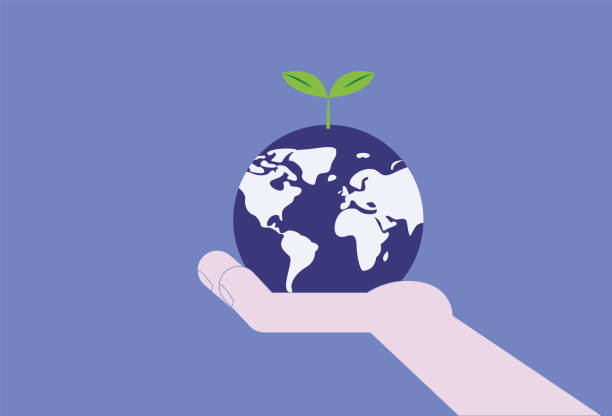 holding the earth with hands, environmental protection concept illustration - 智慧農(nóng)業(yè) 幅插畫檔、美工圖案、卡通及圖標(biāo)